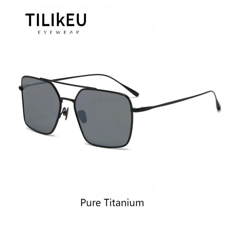 

Classic Double Bridge Pilot Pure Titanium Polarized Sunglasses Fashion Curved Mirror Lens Designer Unisex UV400 Driving & Travel