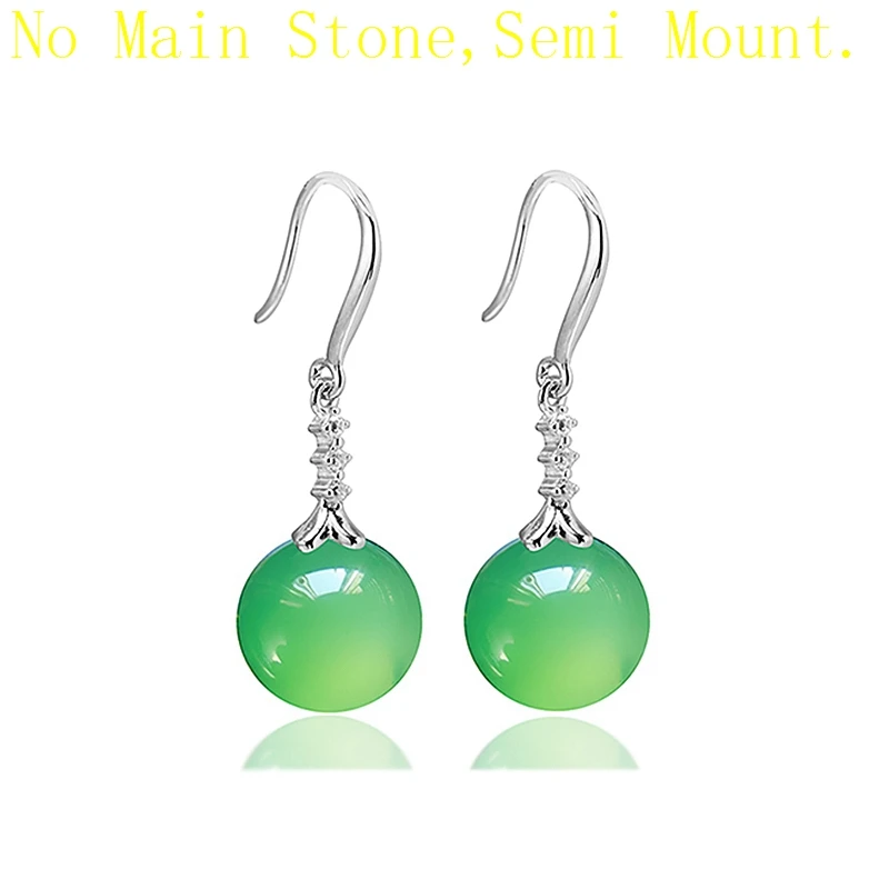 925 Sterling Silver Drop Earrings for Women Semi Mount Pear Round Beads 8-13MM Trendy Cubic Zirconia CZ Brilliant Earrings