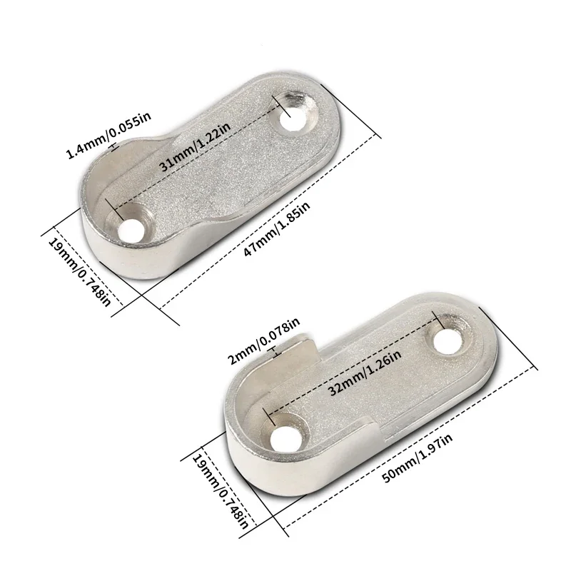 6 قطع دعامة، ملحقات أجهزة الأثاث، فتحة دعامة سكة الملابس لخزانة الملابس، تستخدم لخزائن الملابس