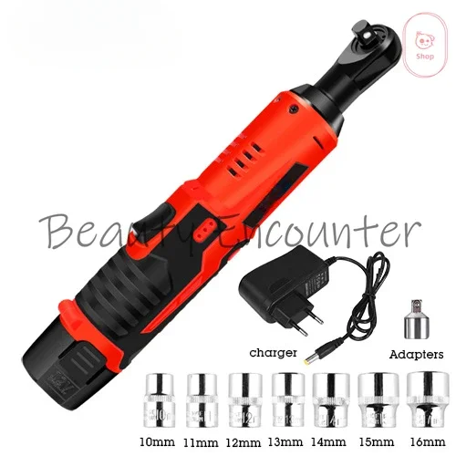 12V/18V Cordless Electric Wrench 3/8 Inch Right Angle Ratchet Wrench Impact Drill Screwdriver Removal Screw Nut Car Repair Tool