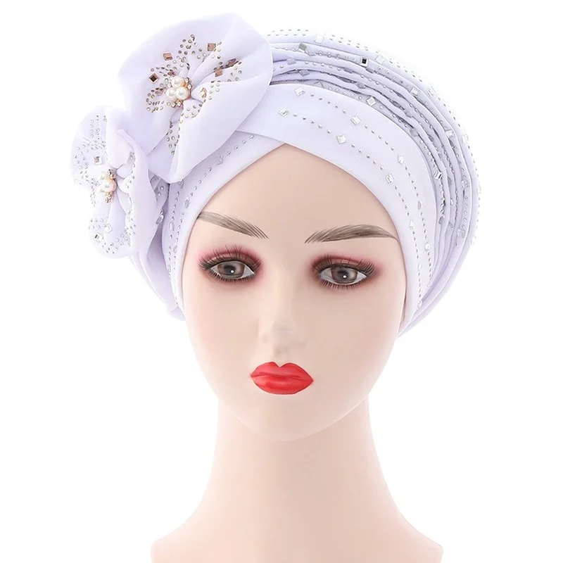 Adjustable African Turban Inner Hijab Caps Aso Oke Headtie Ready To Wear Muslim Scarf Head Wrap Women Hat Auto Gele