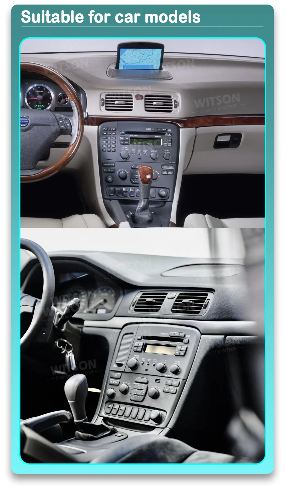 8''OEM Style without DVD Android 14 Car Radio For Volvo S80 1998-2006 Car Multimedia Stereo Carplay 4G Wifi GPS OEM Style UI