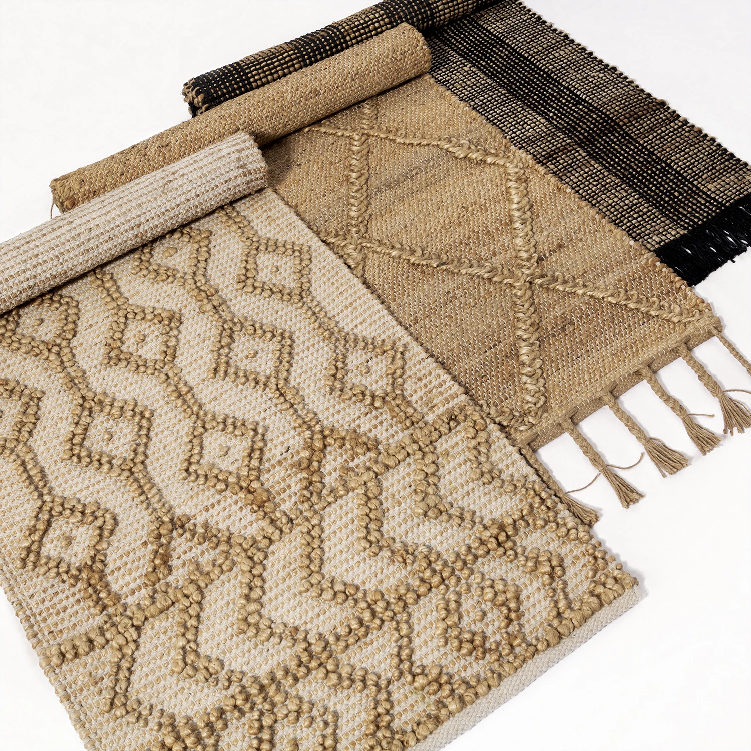 

Handwoven Yellow Linen Nordic Country Style Carpet Home Use B&B Porch Entrance Mat Long Rectangle Geometric Pattern Design