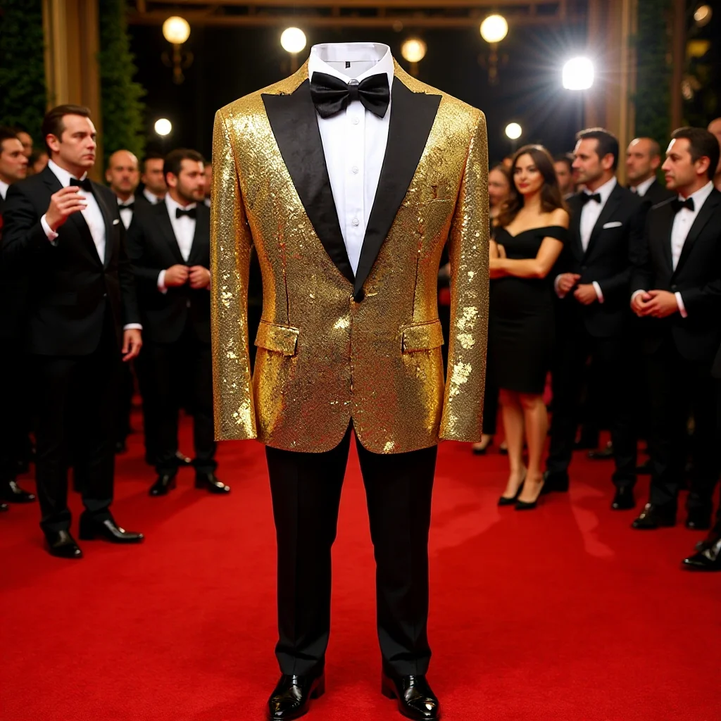 

Men's Casual 2-Piece Suit Set with Tie Sequin Evening Gown for Hosts And Presenters Wedding Reception Banquet Wear