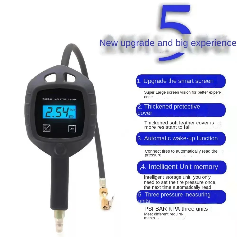 High Precision Tire Car Inflation Gauge Digital Display Electronic Pressure Gauge Inflating and Inflating Tire Pressure Gauge