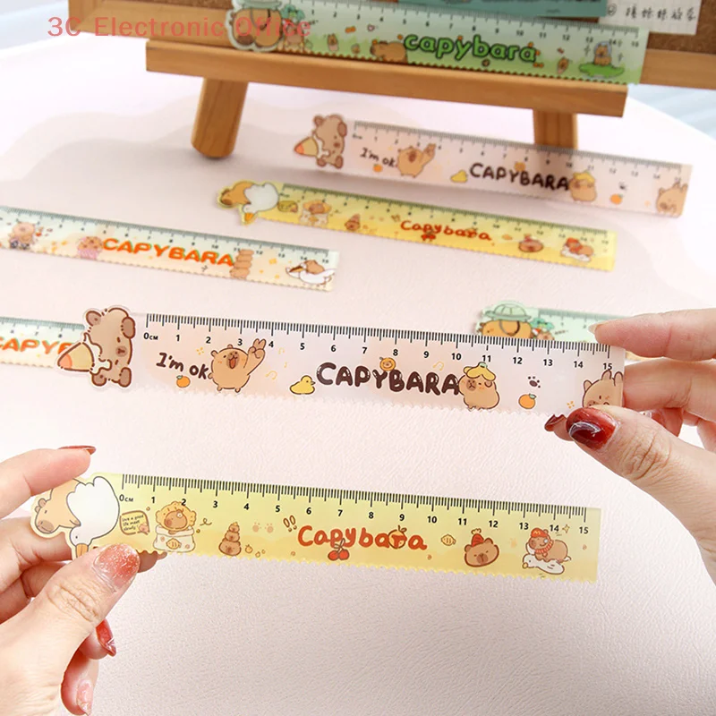 Cartoon Capybara Ruler Wavy Lines Creative Straight Ruler Kawaii Design Drawing Tool For Student School Office Supplies Gifts