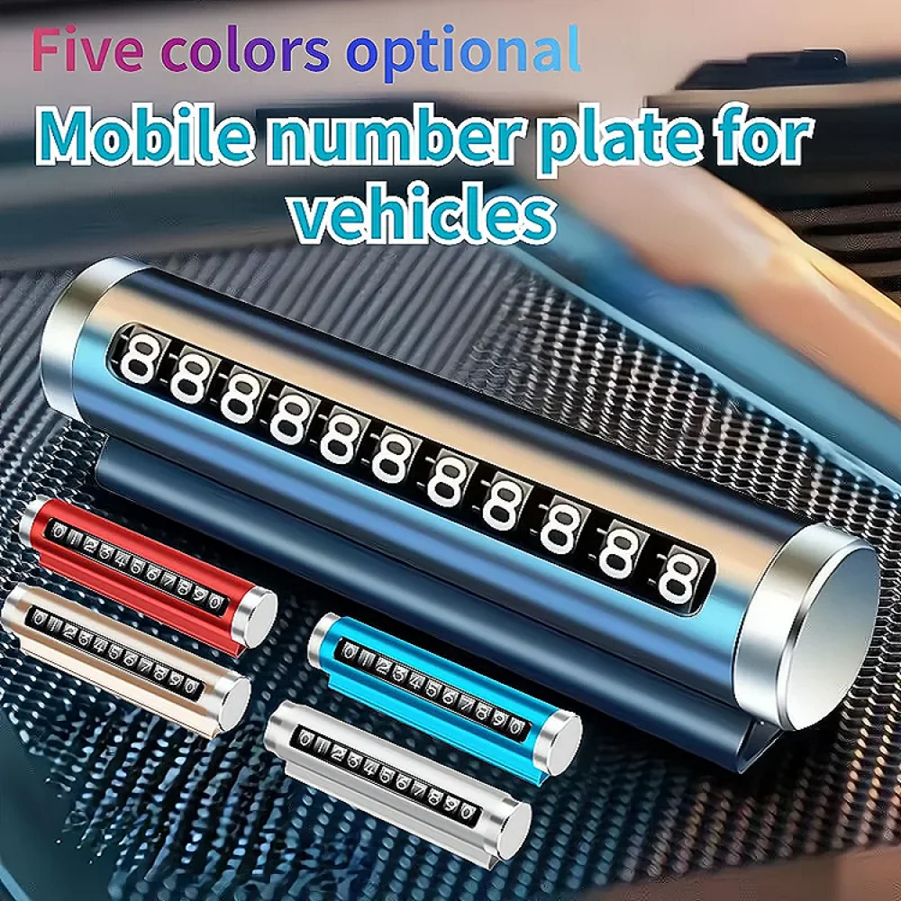 Metal Car Temporary Parking Card Rotate Phone Number Plate Aluminum Stickers Park Stop in Car-styling Auto Accessories