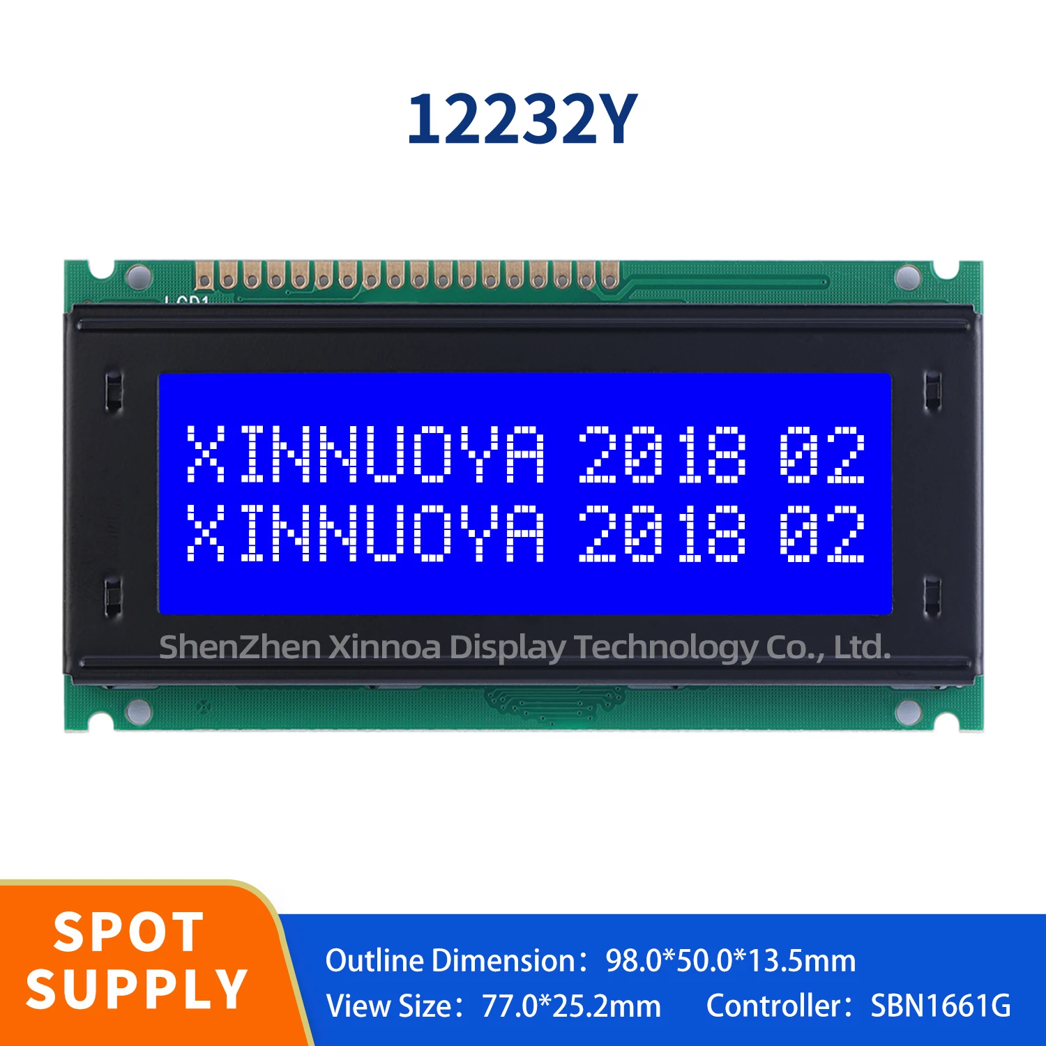 STN blue film negative display 5V 12232Y 98MM*50MM SED1520 122*32 dot matrix LCD with large display capacity and excellent price