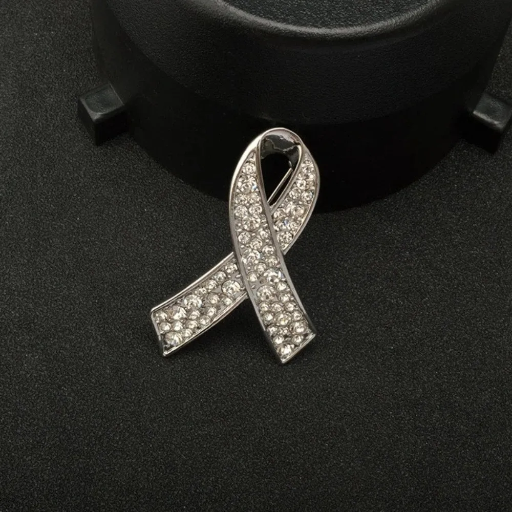 حجر الراين كريستال الشريط الأسود دبوس الميلانومى السرطان الجلد السرطان الجناث تذكارية دبوس خمر سرطان الثدي القوس الأسود بروش دبوس #4