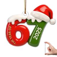 Christmas 67 Acrylic Ornament Santa Says Six Seven Christmas Ornament 2025 2D Acrylic Funny 67 Meme Ornaments Novelty 6 7 Decor