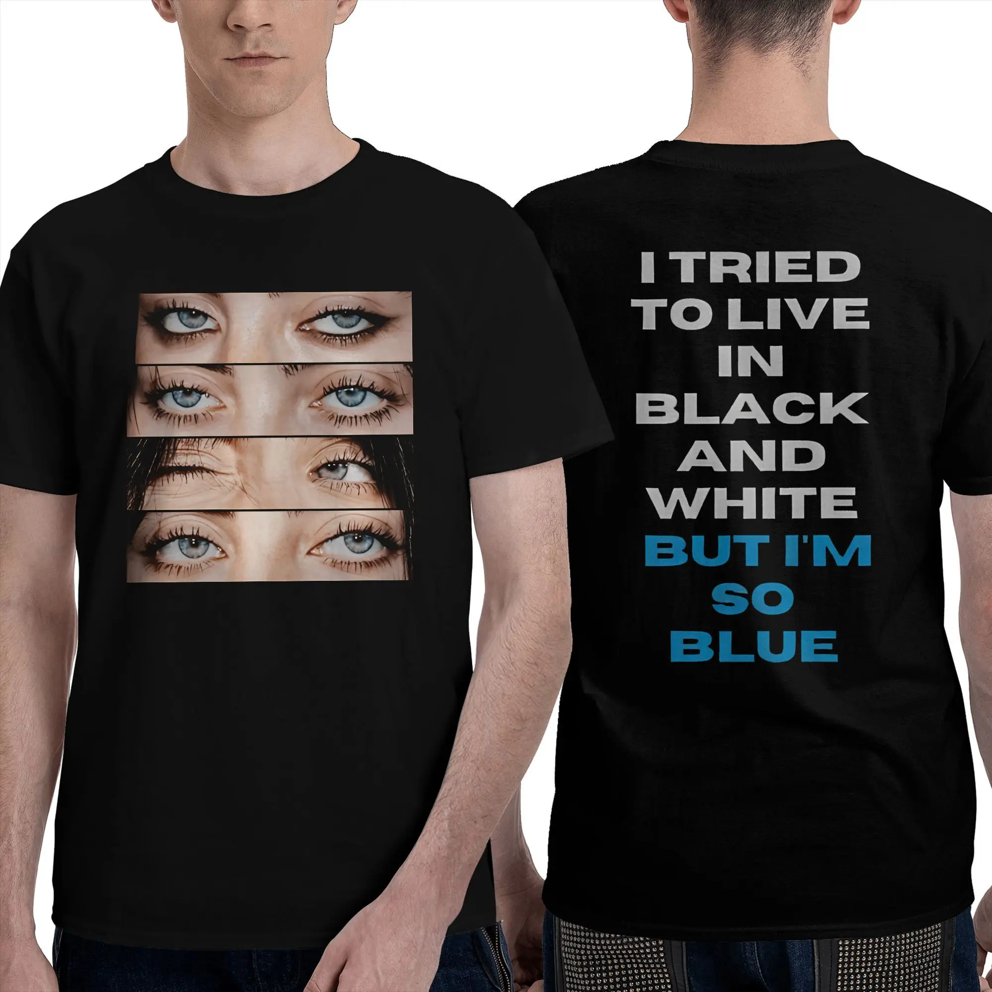 

Leisure Billie Blue Eyes Hit Me Hard and Soft T-Shirts for Men O Neck Cotton T Shirt Short Sleeve Tees Graphic Clothes