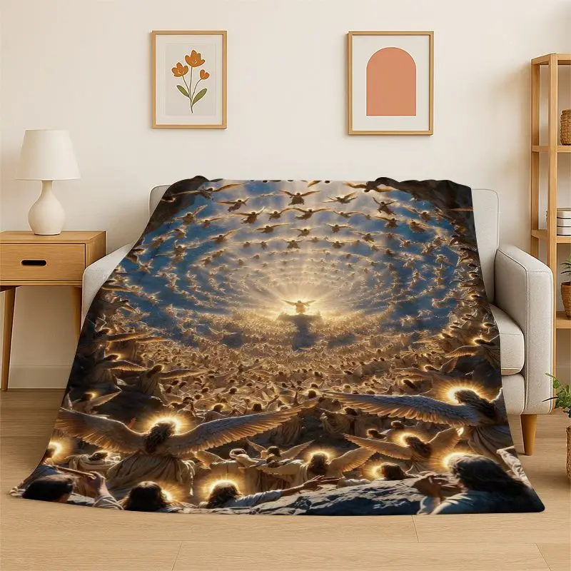Classic Cross Bible Christian Faith Retro Flannel Blanket Soft Throw Blanket for Bedroom Living Room Bed Picnic Nap Cover Gift