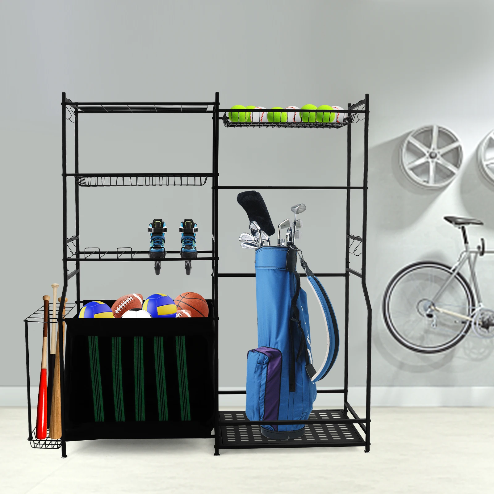 Golf Equipment Holder - Sports Equipment Storage Rack Multi-Tier Shelves