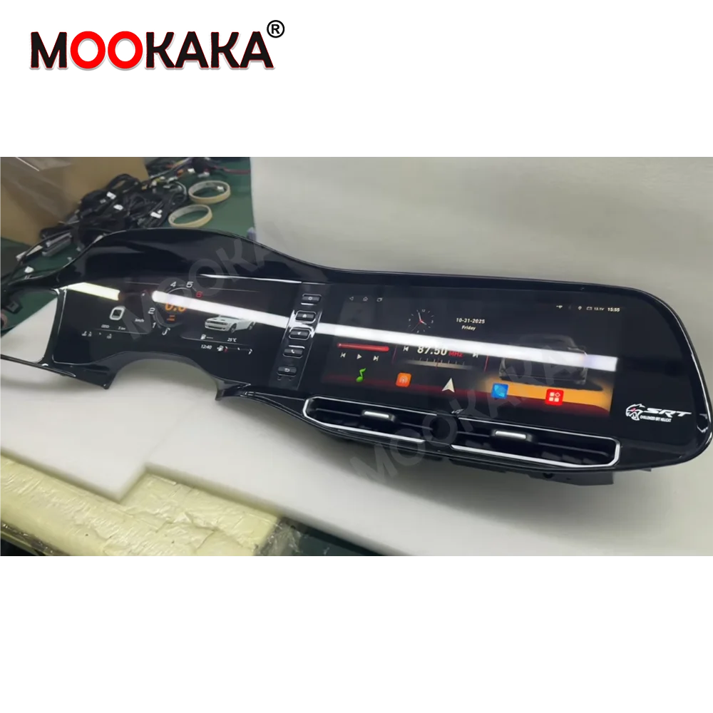 

24.6" Dual Screen For Dodge Challenger SRT Hellcat 2010-2023 Car Stereo GPS Navigation Auto Radio Carplay + LCD Digital Cluster