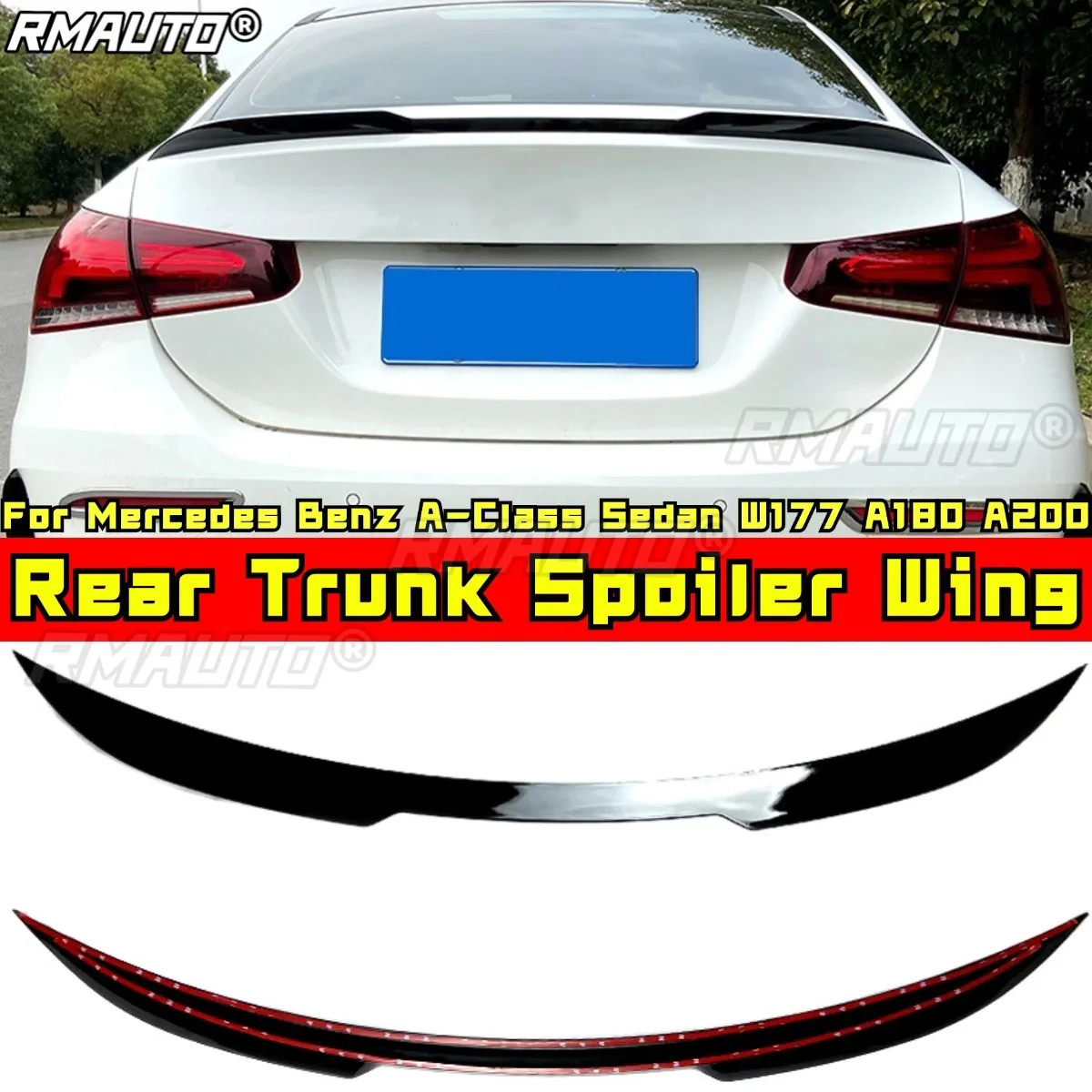 For Mercedes Benz A-Class Sedan W177 A180 A200 Body Kit Rear Trunk Spoiler Rear Trunk Wing Trunk Spoiler Car Accessories