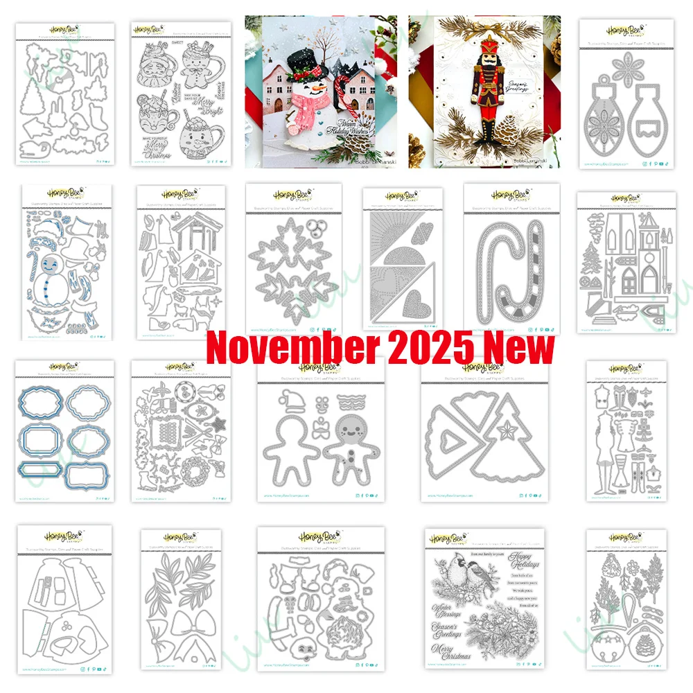 2025 New Honey Bee Santa Claus Holly Metal Cutting Dies Stamps for DIY Scrapbooking Handmade Photo Album Silent Night Christmas