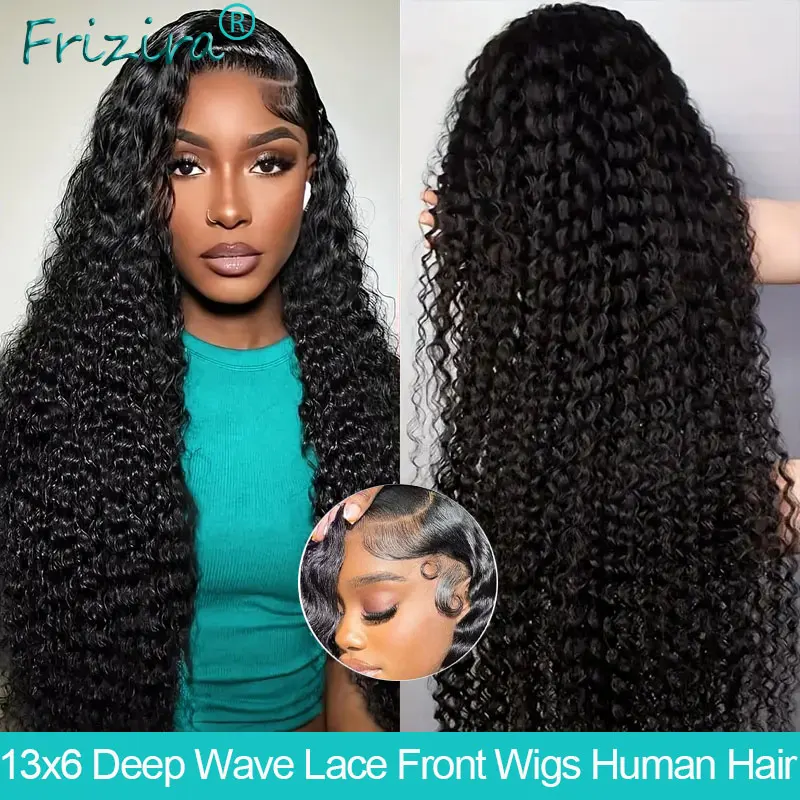

250 Density 13x6 Lace Front Curly Wigs Human Hair 13x4 HD Lace Frontal Human Hair Wigs Pre Plucked With Baby Hair Deep Wave Wigs