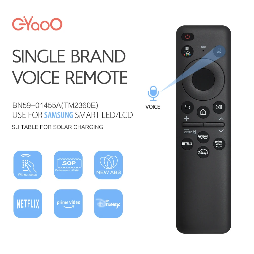 BN59-01455A Voice Smart TV Remote Control Fit For 2024 Samsung TVs Solar Charging and Voice Function