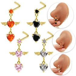 Heart Dangle Nose Rings for Women Surgical Steel Nose Piercing Jewelry High Quality CZ Body Piercing Jewelry