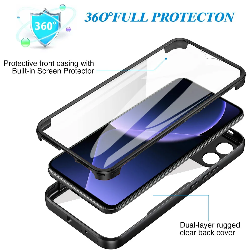 360 Shockproof Protector Case For Xiaomi 13T 13T Pro Phone Case Screen film Back Cover Armor outdoor Capa Soft bumper Skin Funda