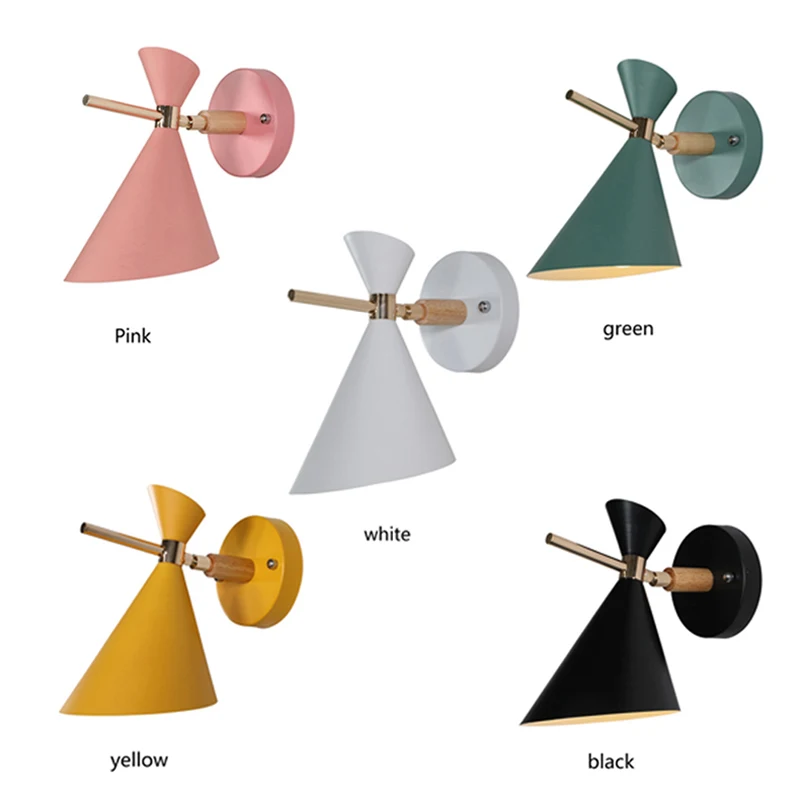 Nordic Iron Art Macaroon Wall Lamp Living Room Hotel Bedroom Bedhead Corridor Decorative Lamp with 360 ° Free Rotation Wall Lamp