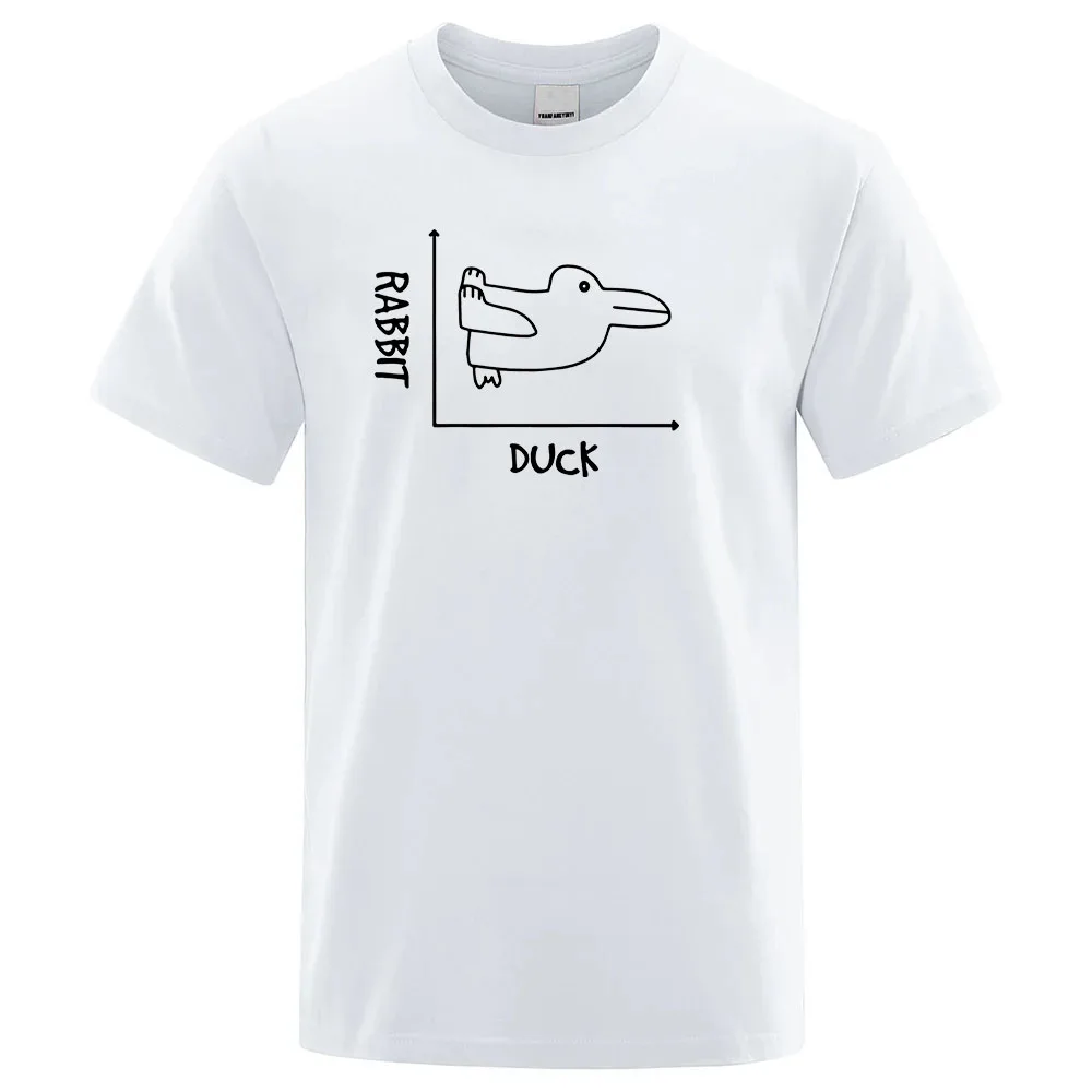 Duck Rabbit Fun Math Print 2025 New Summer Men's Quick Dry Ordinary Thin Short Sleeve Birthday Gift Breathable Top