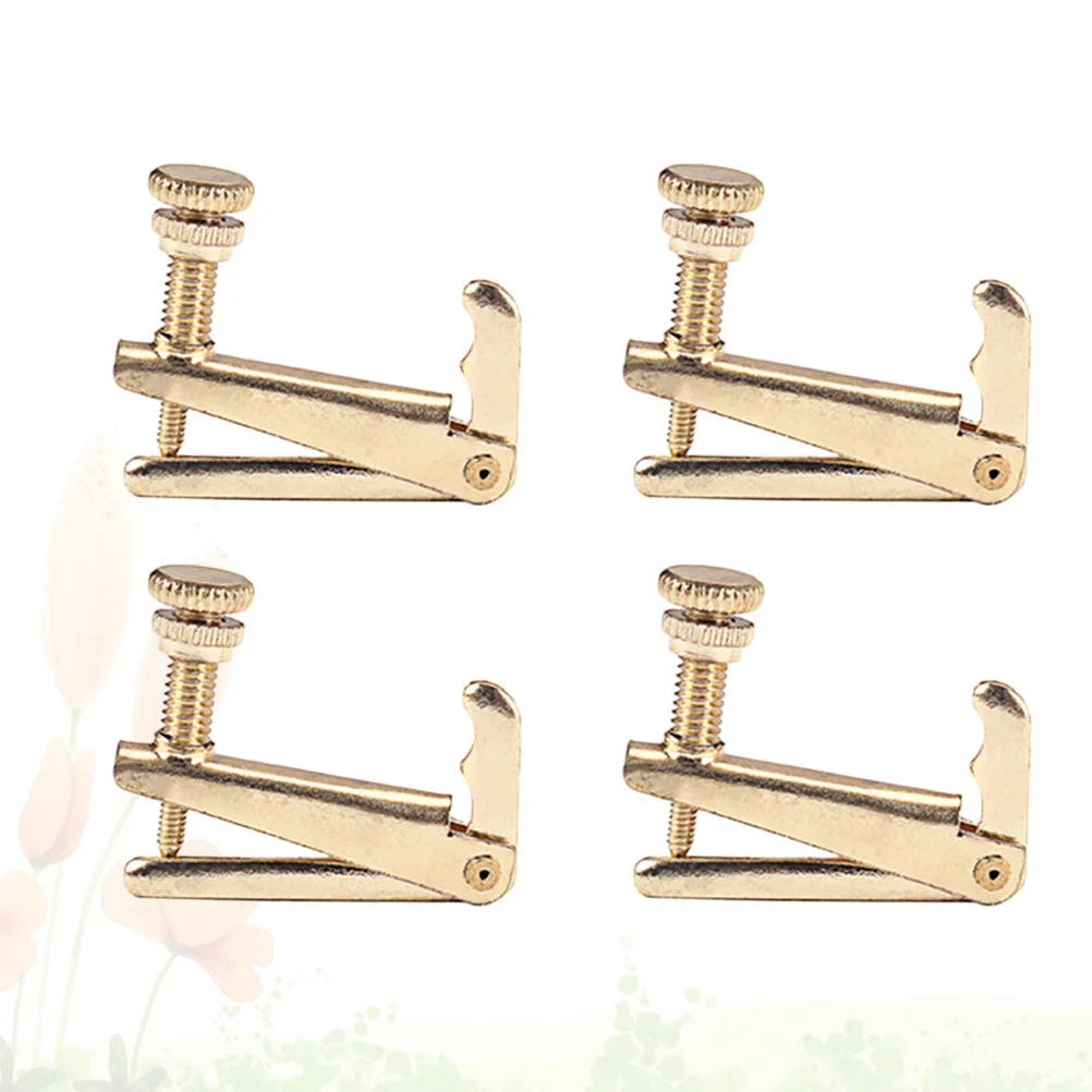 

4Pcs Violin String Adjusters Fine Tuners Gold Screws Silver Durable Hard Metal Universal Fit Violin String Adjuster
