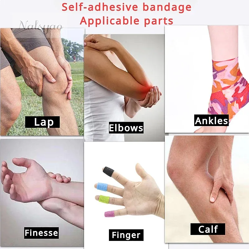 3pcs Disposable Self Adhesive Elastic Bandage 5cm x 4.5m First Aid Gauze Tape for Handle Tube Tightening Tattoo Accessories