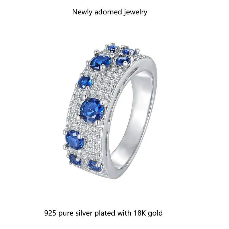 

New European and American minimalist luxury style ring, unique design, sky blue stackable ring, cold style, S925 silver