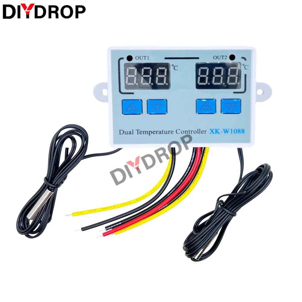 W1088 Dual LED Digital Temperature Sensor Meter Controller Electric Heating Thermostat 220V Aquarium Incubator Thermoregulator