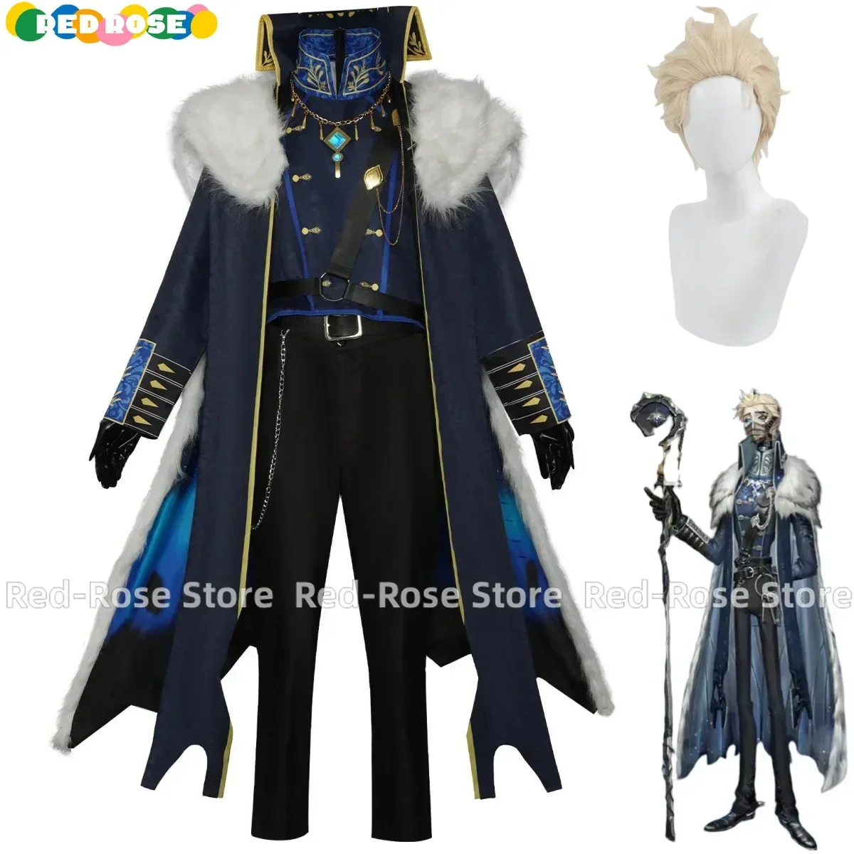 Game Alva Lorenz Hermit Cosplay Costume Prison Warden Lead Consultant Fur Collar Cloak Uniform Wig Man Carnival Christmas Suit