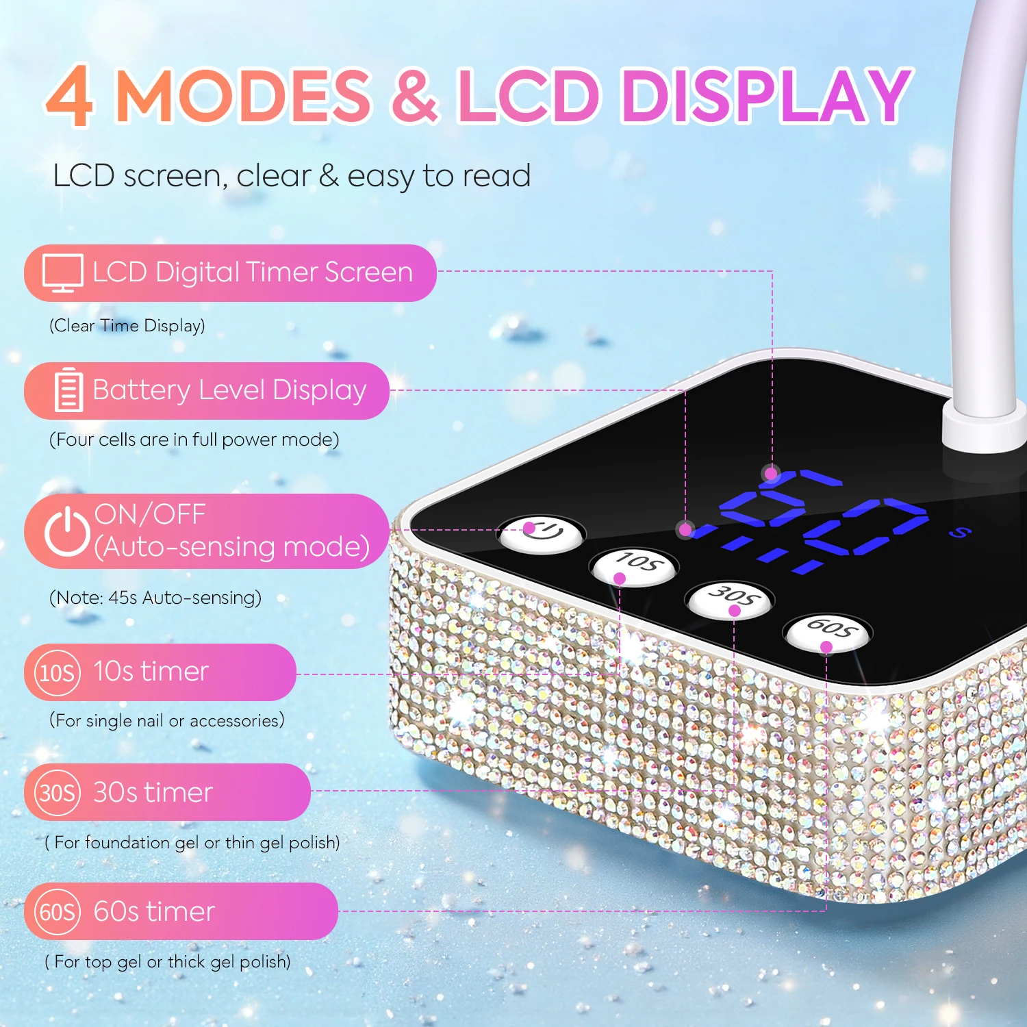 36W 무선 네일 램프 12LEDS UV LED 네일 드라이어 자동 감지 충전식 빠른 건조 네일 라이트 360 °   구부릴 수 있는 테이블 램프