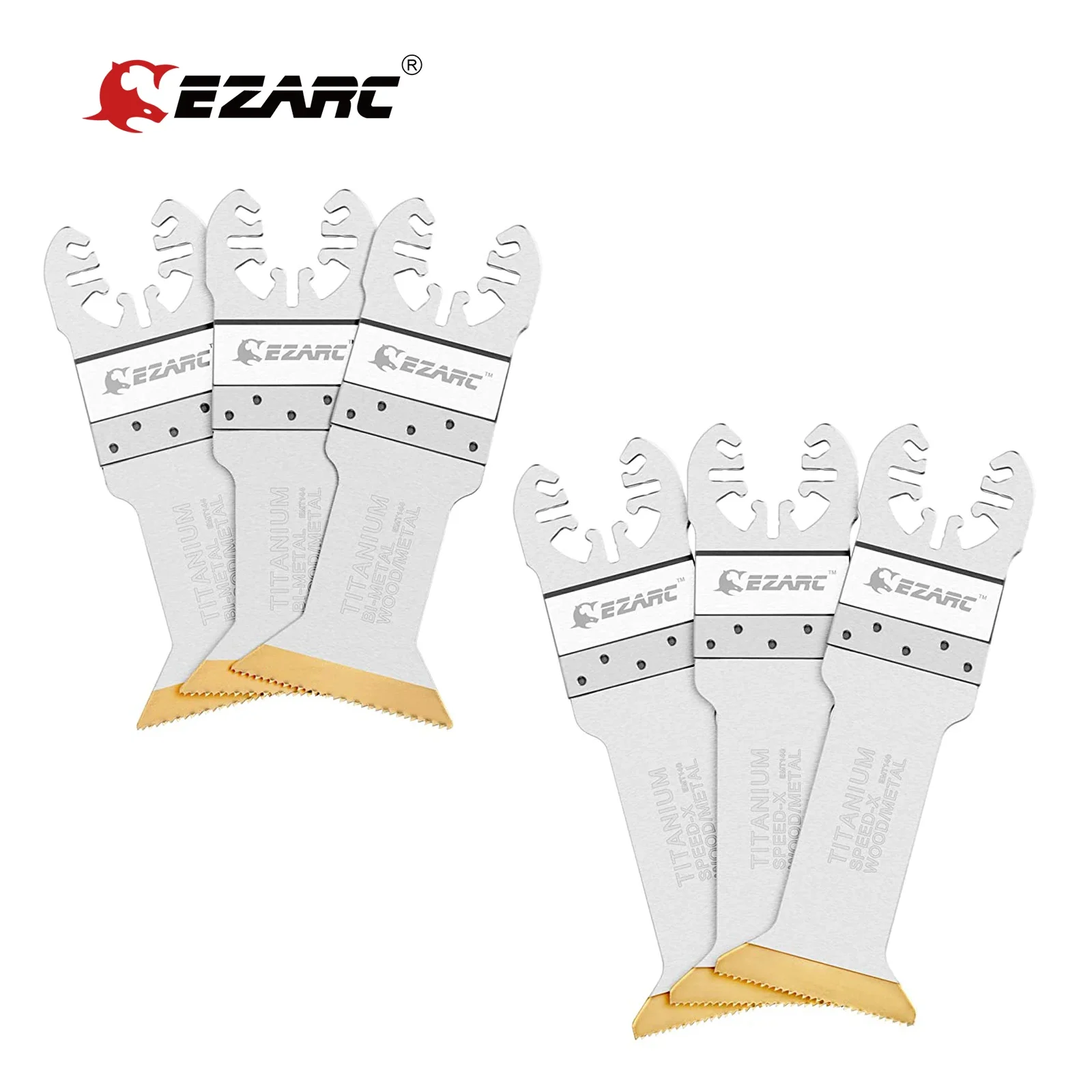 EZARC 6pcs Titanium Oscillating Multitool Blades Long Cut Saw Blades Speed Cutting for Wood, Metal and Hard Material