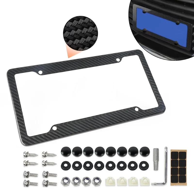100% Real Dry Carbon Fiber License Plate Frame US EU Standard Universal Car Modification