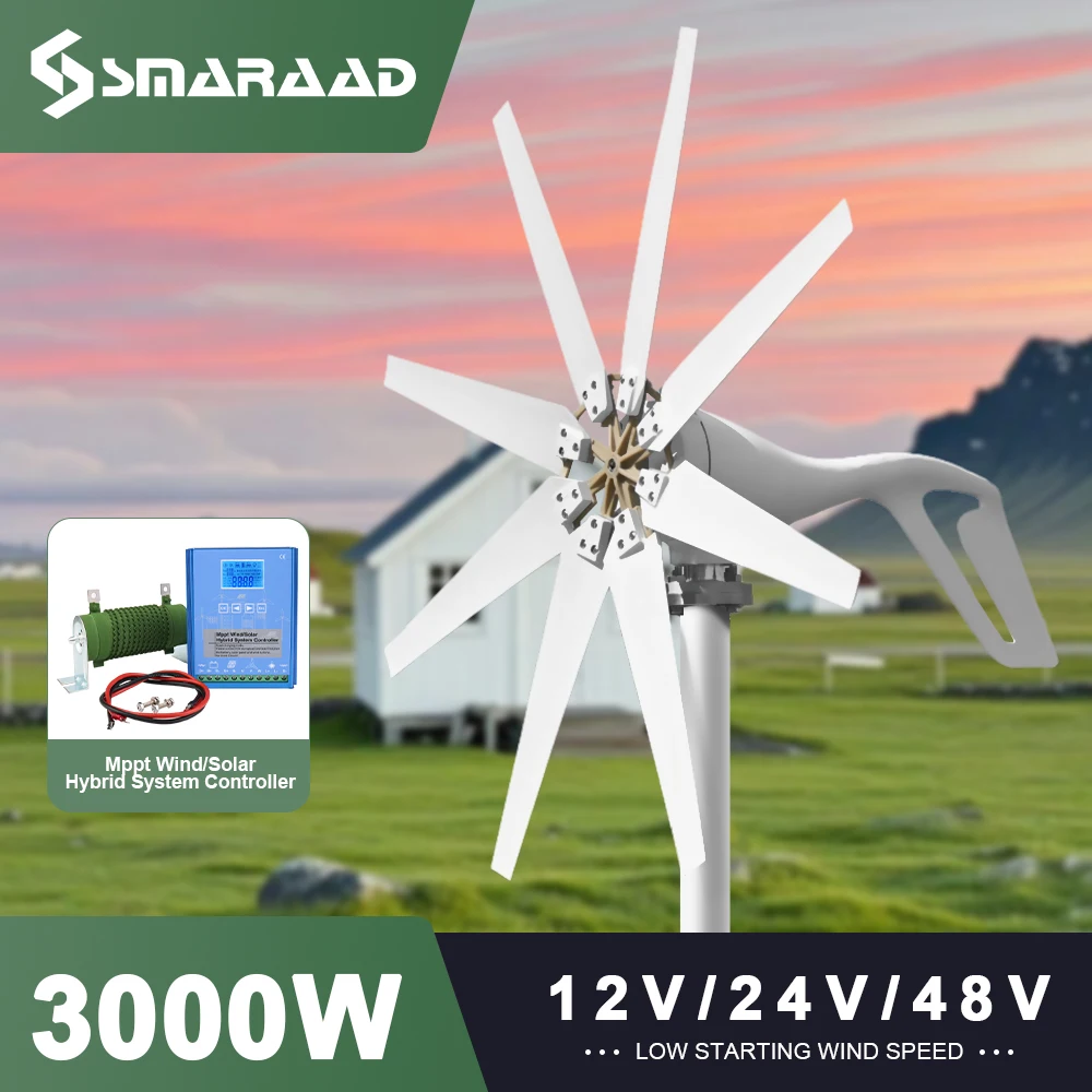 EU US  Delivery 3000W Horizontal Turbine 12V/24V/48V Low Noise Household 220V Poland Brazil Russia Warehouse Rapid Delivery