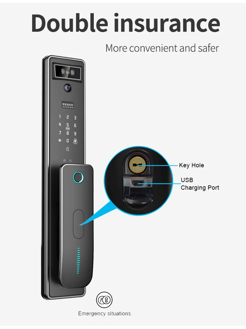 Tuya Wifi Smart Door Lock 3D Face Recognition Electronic Automation Smart Lock With Password IC Card Key Unlock Way