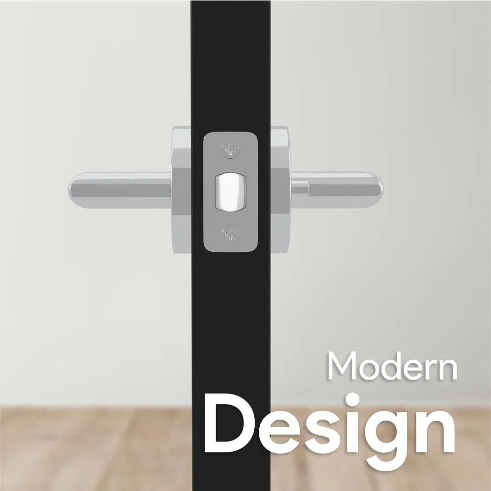 Reversible Chrome Privacy Door Handles - Heavy Duty 2-Pack for Bed and Bath, Suitable for Durable Use