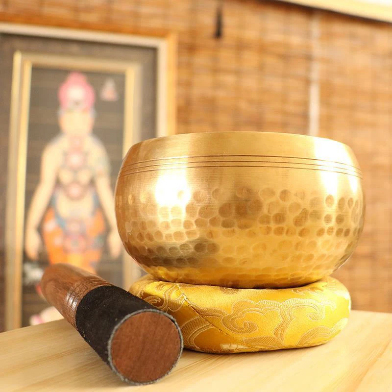 

Nepal Tibetan Buddhist Bowl Handmade Singing Bowl Set Cushion Mallet Meditation Storage Bag Meditation Singing Bowl Feng Shui