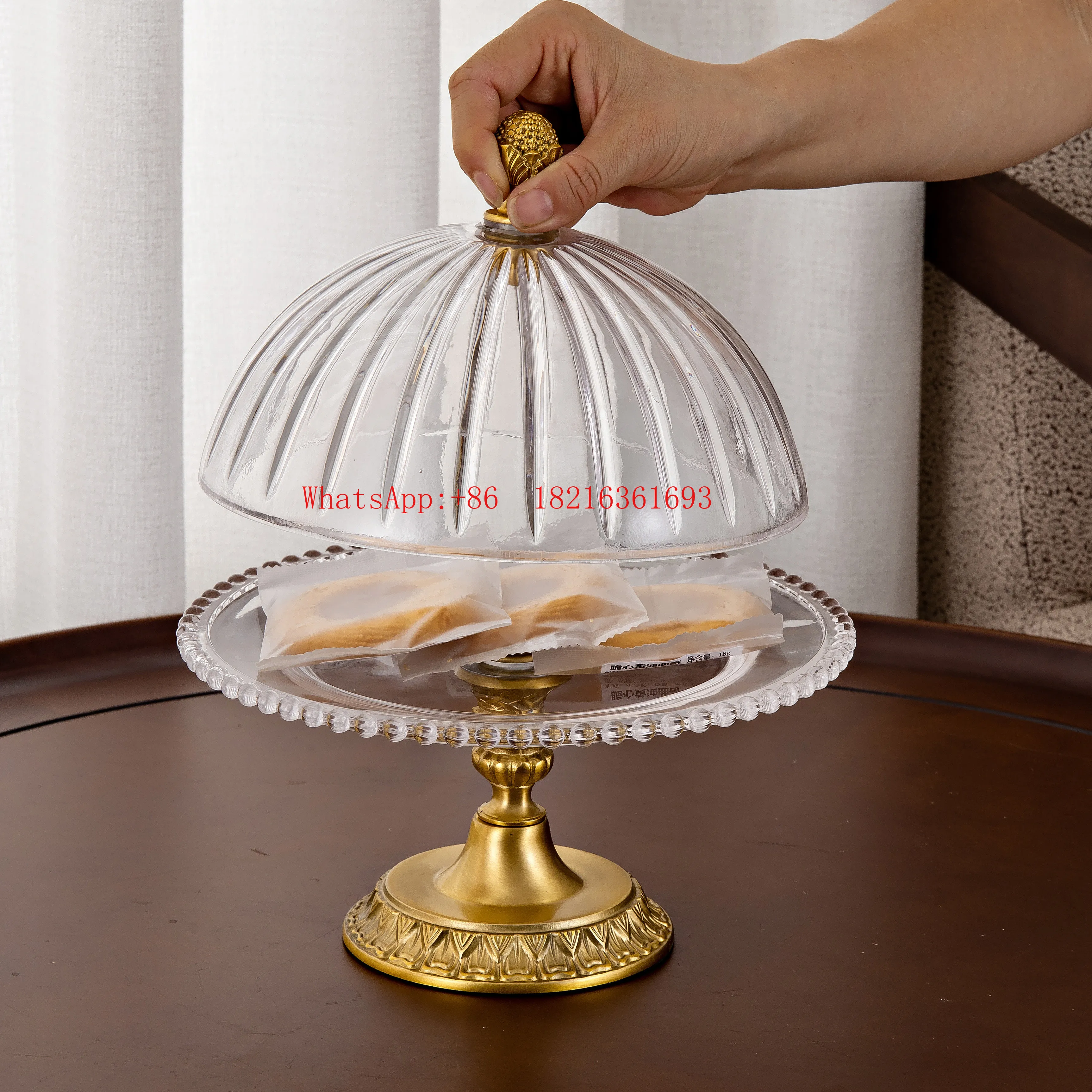 Limited Offer European Glass Tall Snack Plate Household With Lid Afternoon Tea Dessert Table Cake Fruit Tray