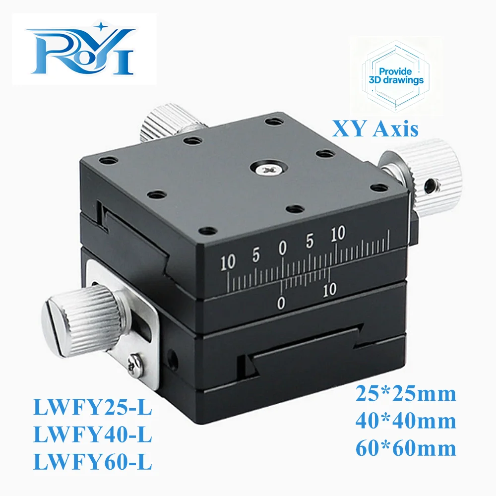 XY Axis LWFY25 LWFY40 LWFY60 Dovetail Groove Manual Displacement Platform Rack‑and‑Pinion Drive High Precision Knob Slide Table