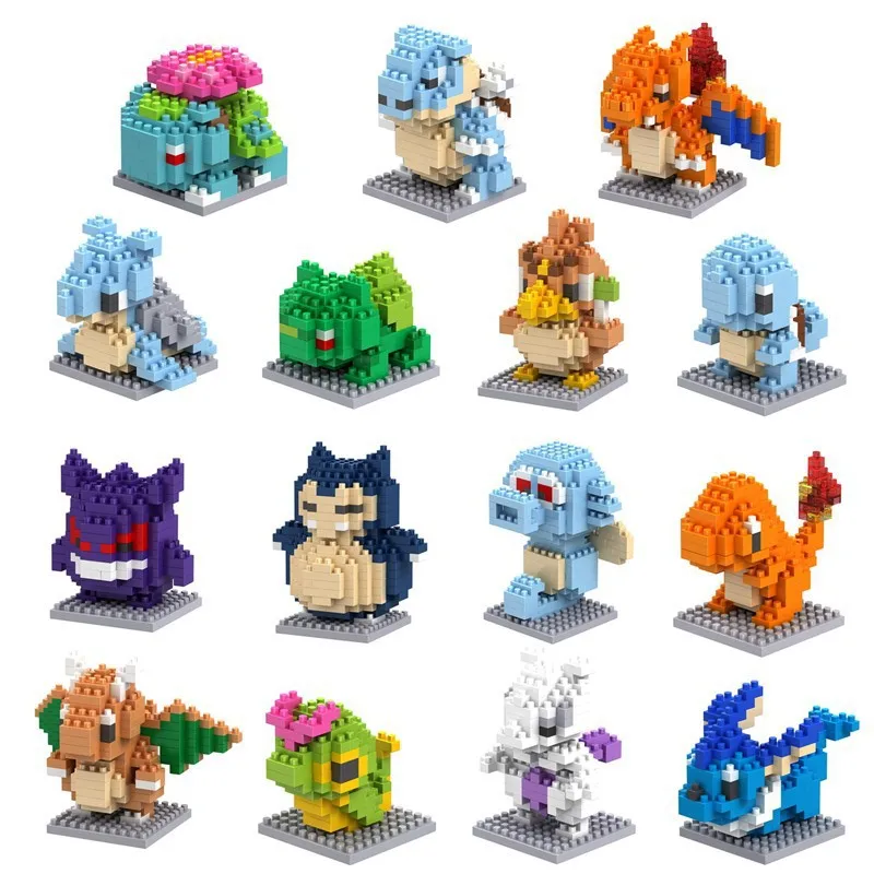 Pokemon Micro Building Blocks Gengar Mewtwo Eevee Snorlax 3D Model Farfetch'd LBOYU Mini Brick Figures Toy With Pokeball