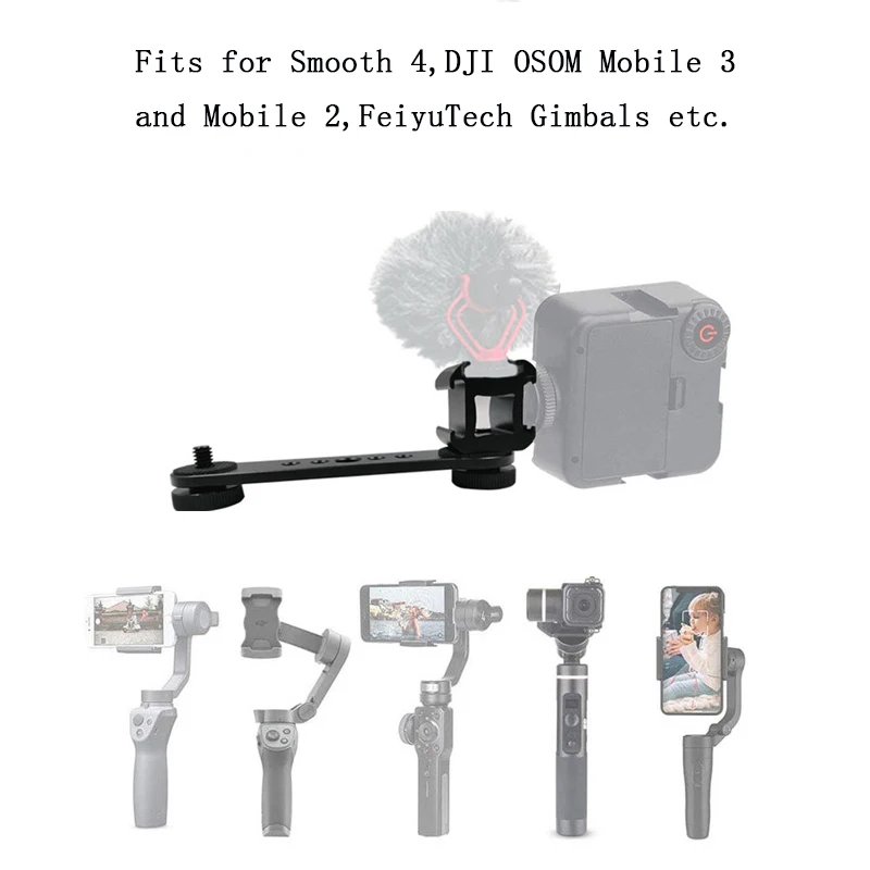 Cold Shoe Mounts Plate Microphone Led Video Light Extension Bracket Microphone Stand for DJI OSMO Mobile 6 Gimbal Stabilizer