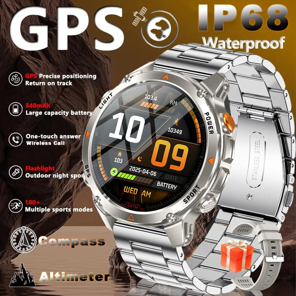 

DAORKOW New For HUAWEI Track Men Sport SmartWatch Built in Dual Band GPS 3ATM Compass Altimeter Call 540mAh Military Smartwatch.