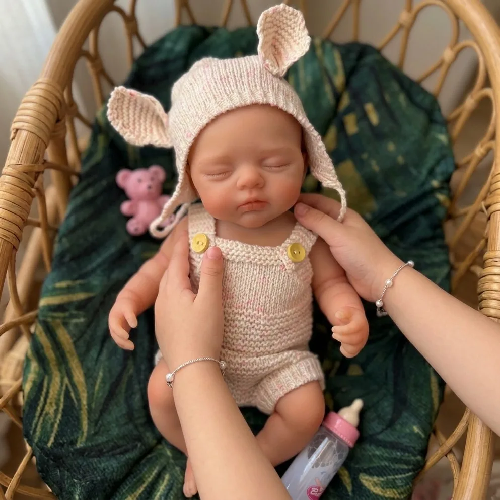 

13 Inch Twins Soft Touch Silicone Reborn Girl Handmade Baby Newborn Doll Toy For Birthday Gifts