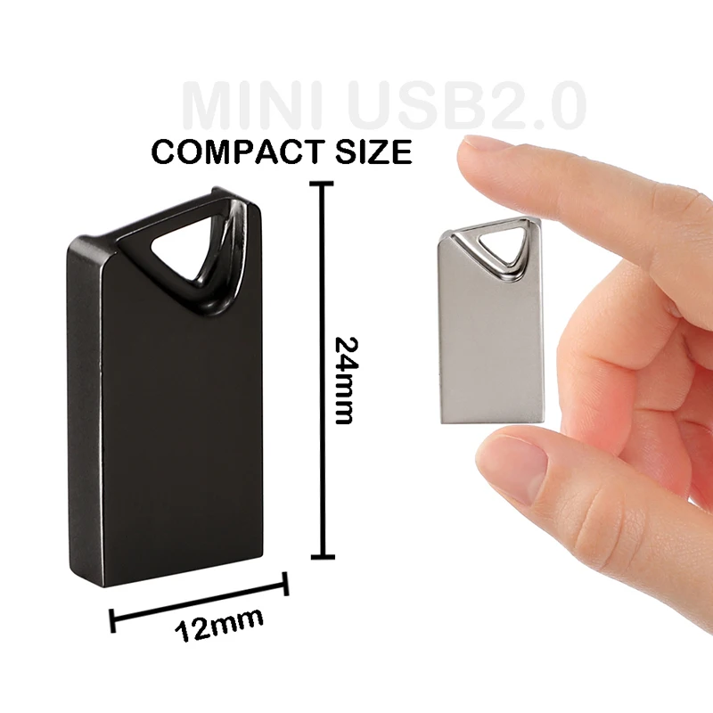 Super Mini USB Flash Drive 128GB Metal Pen Drive 64GB Black Silver Memory Stick Business Gifts Pendrive 32GB Key Chain U Disk