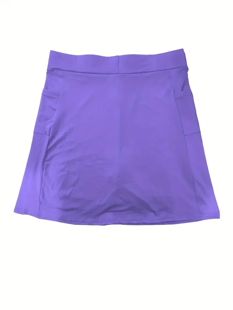 Women Fashion Plus Size 1XL-5XL Skirts Shorts Women\'s Plus Solid Color Medium Stretch Sports Golf Skorts with Pockets