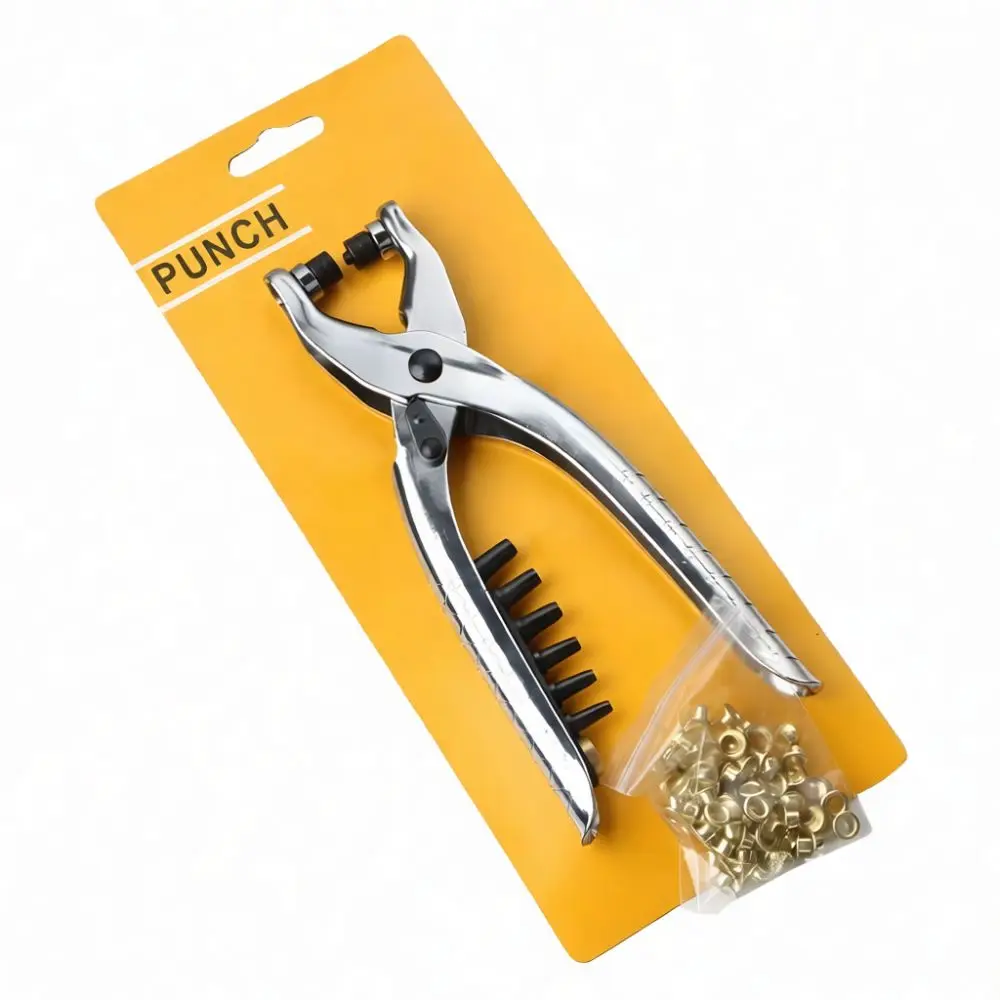 Portable Manual Grommet Punch Pliers Interchangeable Head Leather Rivet Setter Tool Multi Functional Craft Supplies Kit
