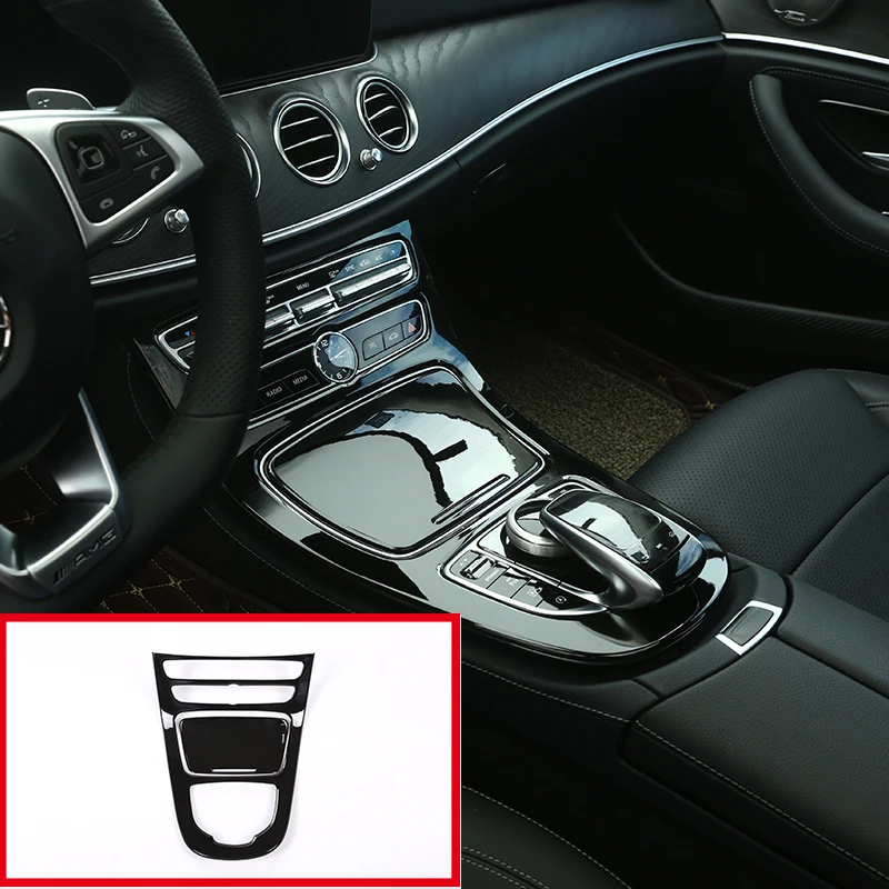 For Mercedes Benz E Class W213 CLS 2016-2021 Car Center Console Gear Panel Frame Cover Trim Stickers Car Accessories ABS 2 Pcs