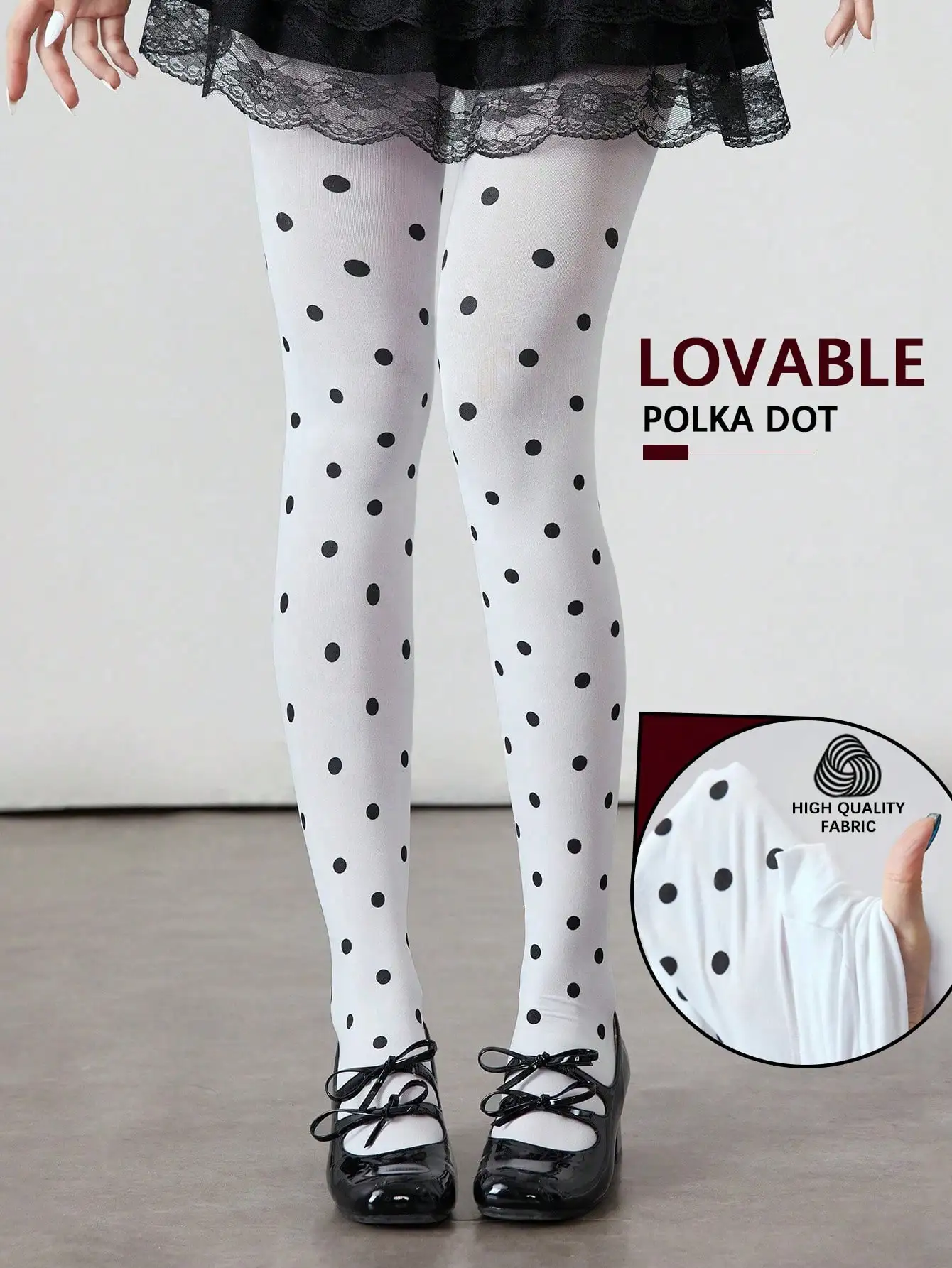 

Lovely Black Polka Dot Tights for Women, Thin & Soft Sheer Stockings with High Quality Fabric