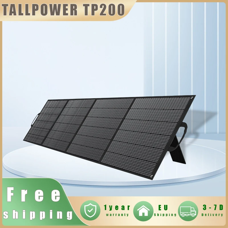 Panneau solaire portable pliable TALLPOWER TP200 200W, taux de conversion d'énergie de 23%, chargeur solaire extérieur étanche pour le camping